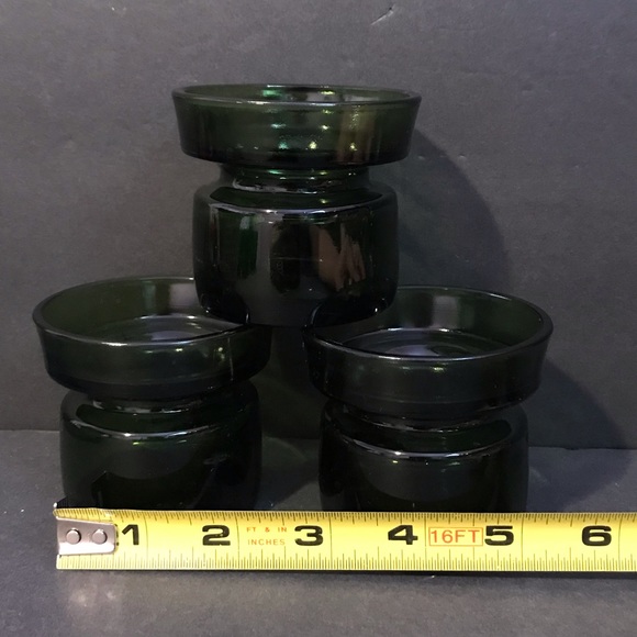3 Vintage Dansk Green Glass Candle Holder Denmark MidCenturyModern Votive Holder - Picture 10 of 14